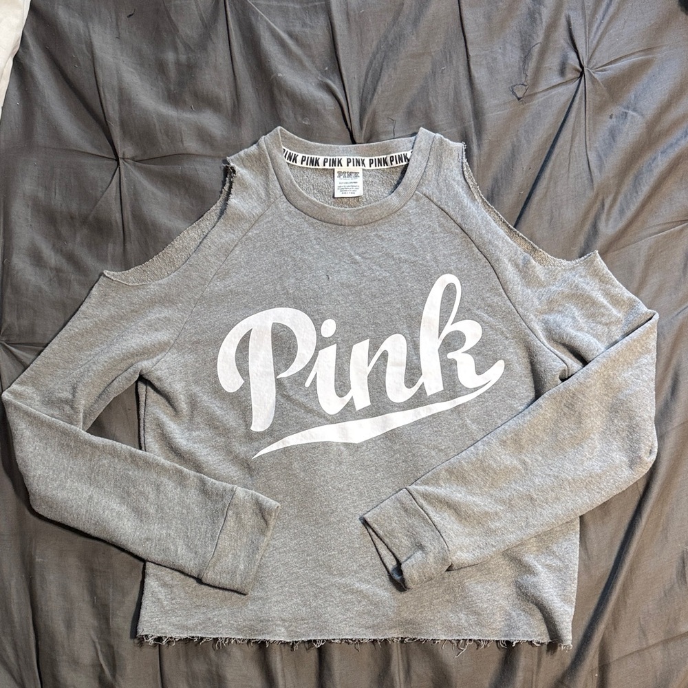 PINK Victoria's Secret Gray Cold Shoulder Sweater